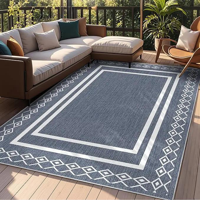 Outdoor Patio Rug, Outside Rectangular Carpet, Moroccan Geometric Rugs, Washable Large Indoor Outdoor Rug 8x10 Mats for RV, Picnic, Backyard, Deck, Balcony, Porch, Beach by GreenHaven Gardens