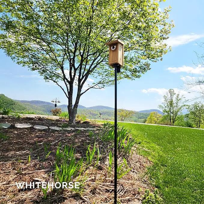 WHITEHORSE Bird House Pole Mount- A Professional Bird Feeder Pole for Outside - Very Sturdy Against Strong Winds - 7’ Tall Bird House Poles for Outdoors - Pole for Bird Feeders - Bluebird House Pole by GreenHaven Gardens