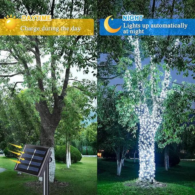 JMEXSUSS 2 Pack Solar String Lights Outdoor Waterproof, Total 400 LED 151FT Solar Christmas Lights Outdoor, 8 Modes White Solar Light for Outside Yard Patio Tree Garden Christmas Decorations by GreenHaven Gardens