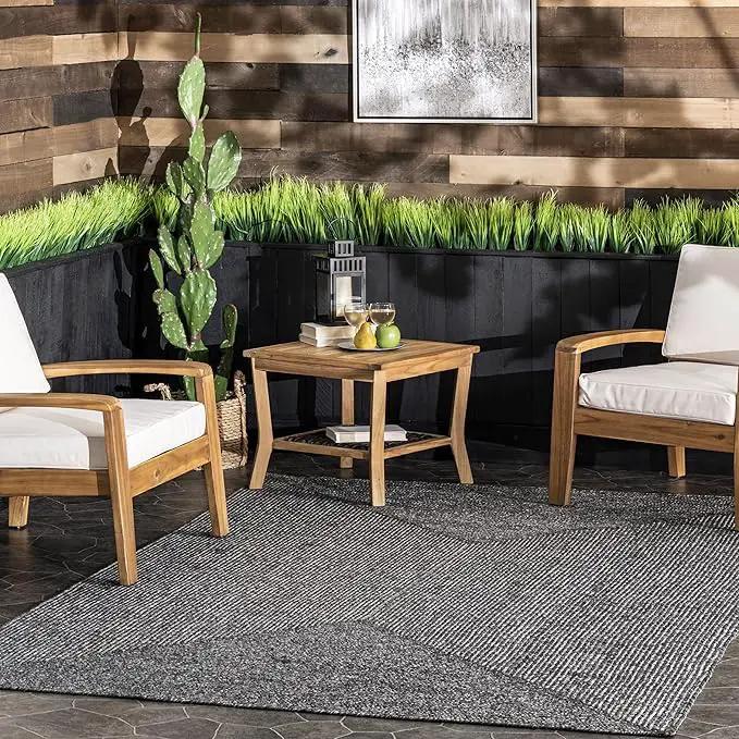 nuLOOM 3' x 5' Solid Hand Braided Indoor/Outdoor Area Rug, Pet-Friendly, High Traffic, Weather Resistant, for Patio, Balcony, Bedroom, Living, Dining Room, Wynn Charcoal by GreenHaven Gardens