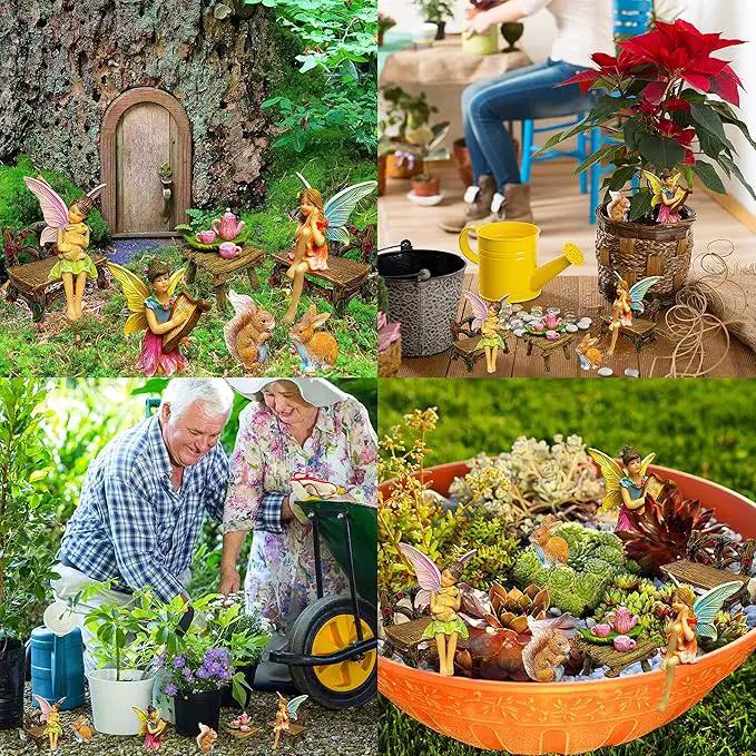 Mood Lab Fairy Garden - Miniature Figurines & Accessories Starter Kit - Fairy Garden Set of 12 pcs - Outdoor or House Decor by GreenHaven Gardens