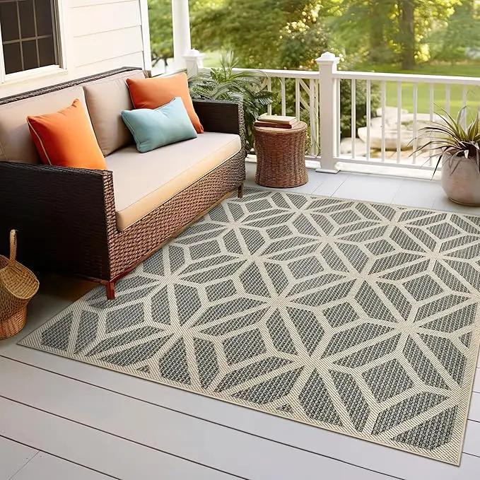 Rugshop Contemporary Geometric Indoor/Outdoor Square Rug 6' 6" Blue by GreenHaven Gardens