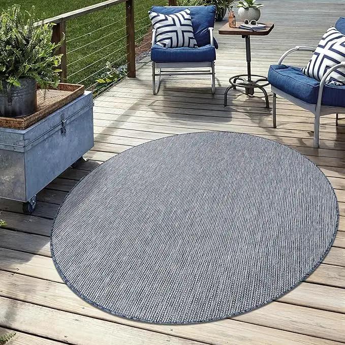 Keen Home Design Terrace Outdoor Round Rug - 8ft Round Washable Indoor/Outdoor Rug for Patio, Kitchen, Balcony, Beach, Garden, Deck and Porch, Size: 7'7" Round by GreenHaven Gardens