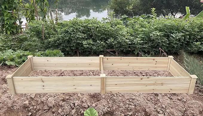 BTExpert 8ft x 2ft Horticulture Raised Garden Beds Elevated Planting Divisible Large Wooden Planter Box Kit Stand for Vegetable Herbs Flower Backyard Patio Balcony Bed Liner Outdoor Clear Natural Wood by GreenHaven Gardens