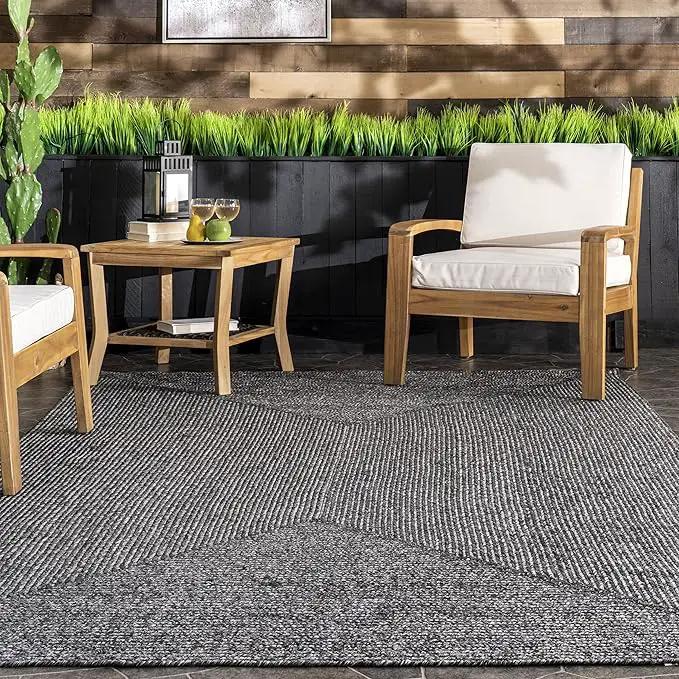 nuLOOM 2' x 6' Solid Hand Braided Indoor/Outdoor Area Rug, Pet-Friendly, High Traffic, Weather Resistant, for Patio, Balcony, Bedroom, Living, Dining Room, Wynn Charcoal by GreenHaven Gardens