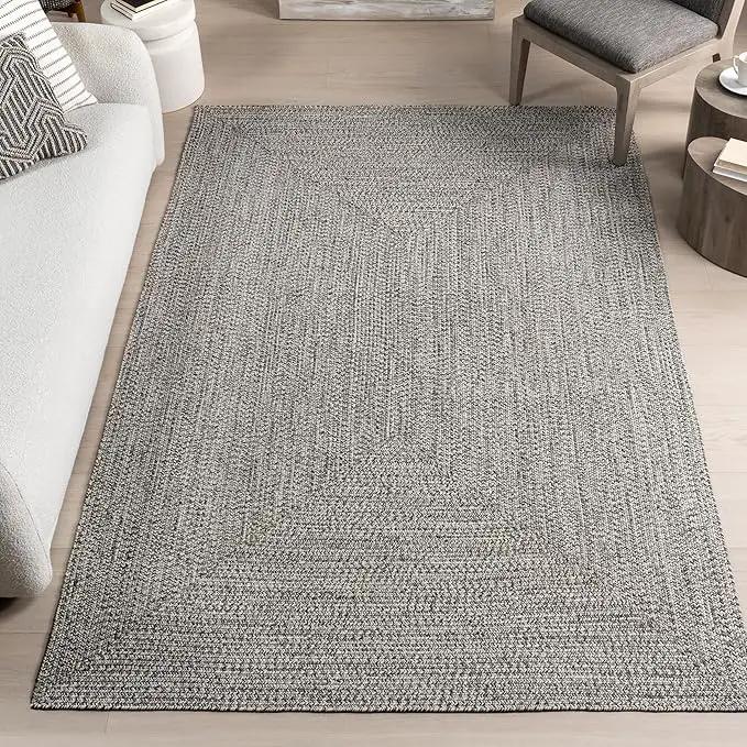 nuLOOM 2' x 16' Solid Hand Braided Indoor/Outdoor Area Rug, Pet-Friendly, High Traffic, Weather Resistant, for Patio, Balcony, Bedroom, Living, Dining Room, Wynn Salt and Pepper by GreenHaven Gardens