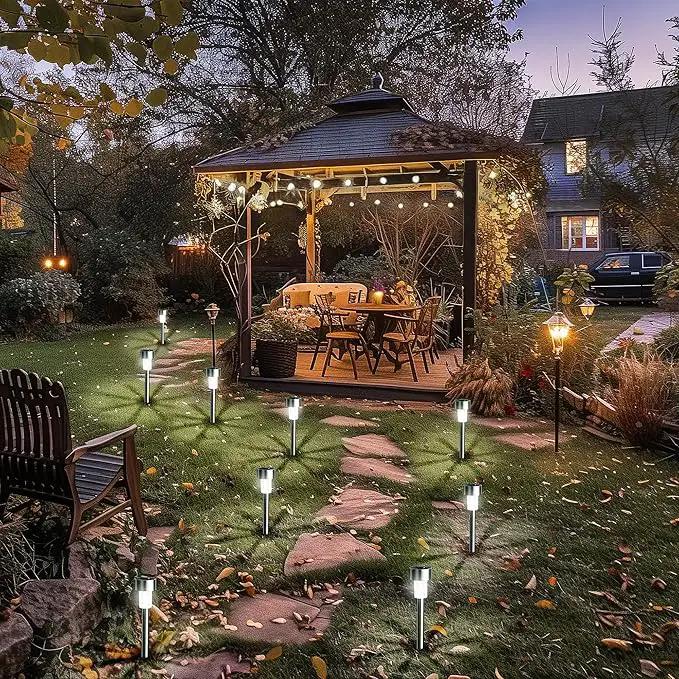 GIGALUMI Solar Pathway Lights 12 Pack, Stainless Steel IP44 Waterproof Auto On/Off Outdoor LED Pathway Landscape Solar Lights for Garden, Yard, Patio, Path and Walkway. (Cold White) by GreenHaven Gardens