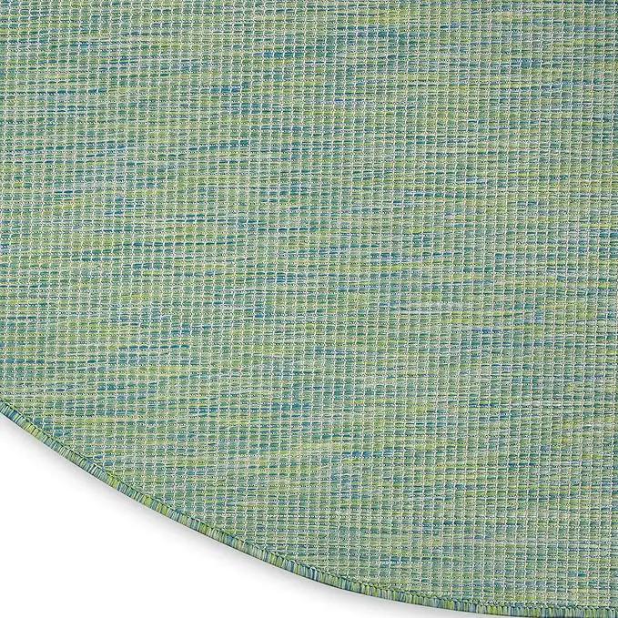 Nourison Positano Indoor/Outdoor Blue/Green 6' x Round Area Rug, Easy Cleaning, Non Shedding, Bed Room, Living Room, Dining Room, Backyard, Deck, Patio (6 Round) by GreenHaven Gardens