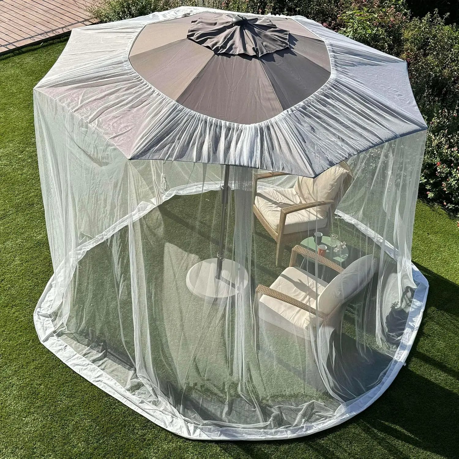 Mosquito Net for Umbrella 9.2 FT | Large Sizes & Fabric Designed for Outdoors | Insect House Screen Netting for Patio, Porch & Garden Terrace | Outside Canopy Bug & Fly Protection Enclosure by GreenHaven Gardens