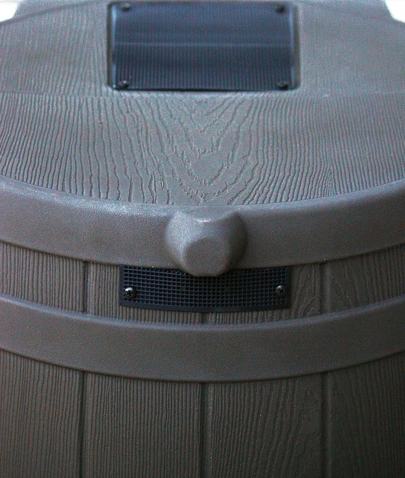 Good Ideas Rain Wizard Water Collection Plastic Barrel, Oak, 50 Gallon - Linkable Flat-Back Faux Wood Rainwater Catcher Storage Drum w/ Robust Metal Spigot & Fine Mesh Screen by GreenHaven Gardens