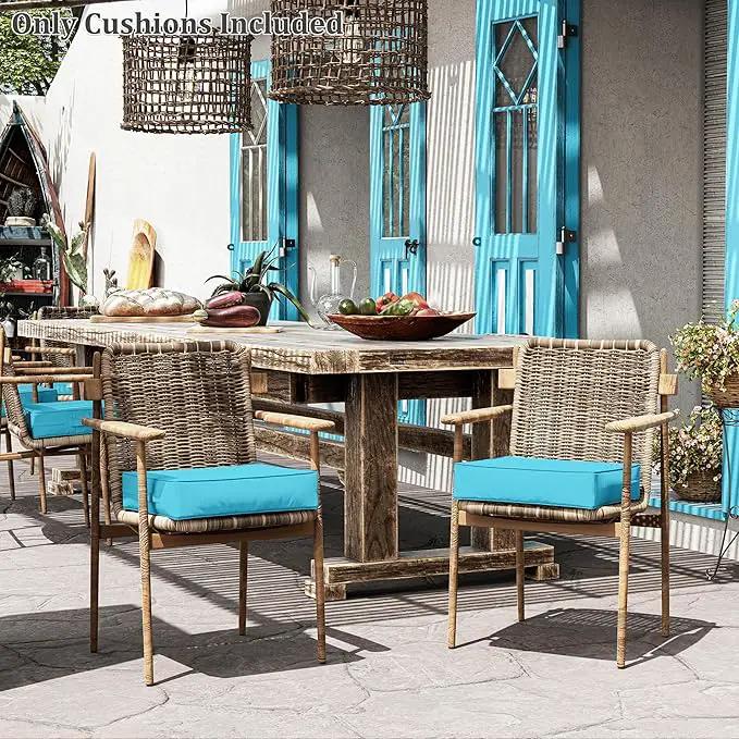 Patio Chair Cushions 18.5 X 16 X 4 Inch Waterproof Outdoor Seat Cushions for Patio Furniture, Outdoor Sofa Couch Pads with Ties & Handle, Set of 2, Lake Blue by GreenHaven Gardens