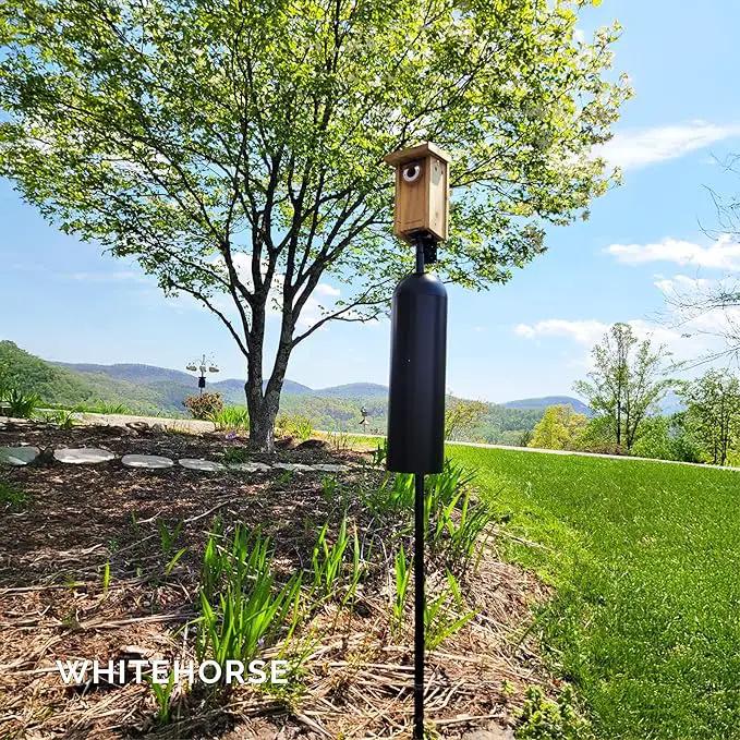 WHITEHORSE Bird House Pole with Baffle- A Professional Squirrel Proof Bird Feeder Pole - Very Sturdy Against Strong Winds - Bird House Poles for Outdoors - Pole for Bird Feeders - Bluebird House Pole by GreenHaven Gardens