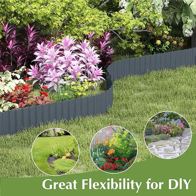 Metal Garden Edging Border, Corrugated Steel Landscaping, DIY for Lawn (Black, 10 Inch x 20FT) by GreenHaven Gardens