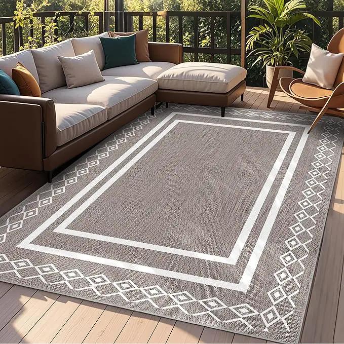 Outdoor Patio Rug, Outside Rectangular Carpet, Moroccan Geometric Rugs, Washable Large Indoor Outdoor Rug 6x9 Mats for RV, Picnic, Backyard, Deck, Balcony, Porch, Beach by GreenHaven Gardens