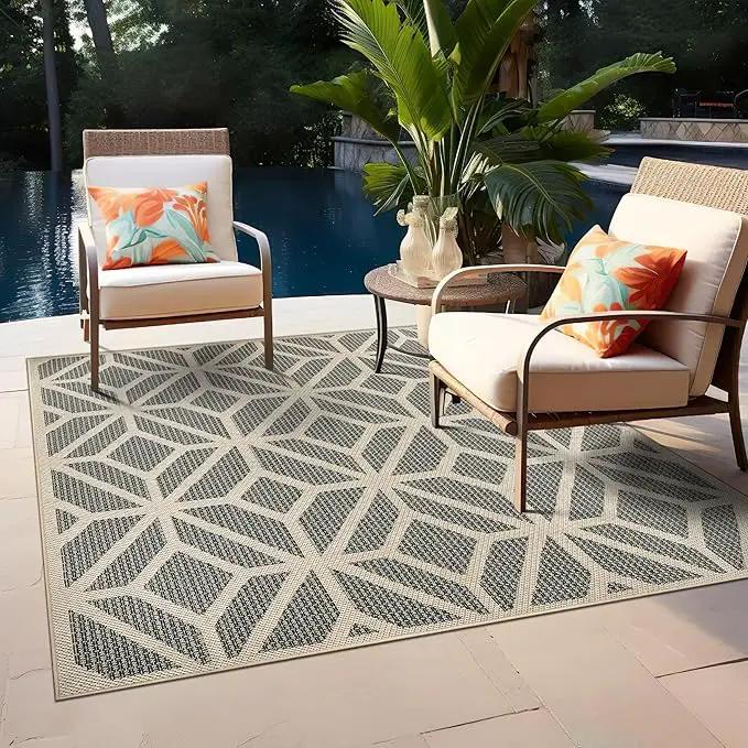 Rugshop Contemporary Geometric Indoor/Outdoor Square Rug 6' 6" Blue by GreenHaven Gardens