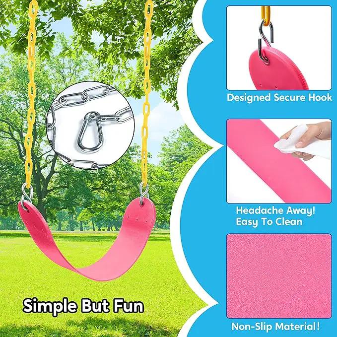 TURFEE 2 Packs Heavy Duty Swing Seat, Swing Set Accessories Replacement with 4 Snap Hooks for Kids Outdoor Play Playground, Trees, Swingsets, Playground(Pink) by GreenHaven Gardens