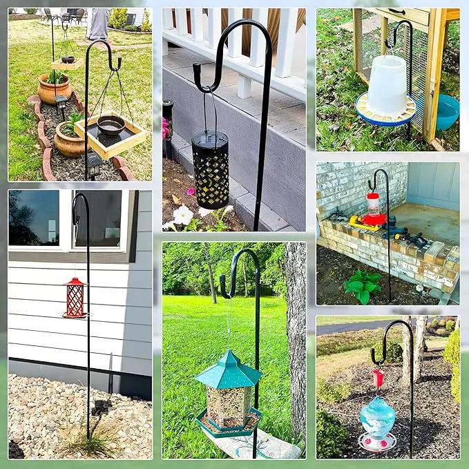 Ottsuls Shepherds Hooks with 5 Prongs Base for Outdoor - 92" Adjustable Bird Feeder Pole for Outside Hanging, Garden, Hummingbird Feeder, Plant Baskets, Solar Light Lanterns, Wedding Decor (1 Pack) by GreenHaven Gardens