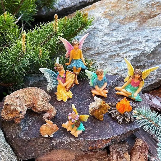 Mood Lab Fairy Garden - Miniature Fairies Figurines Accessories - Camping Kit of 9 pcs - Set for Outdoor or House Decor by GreenHaven Gardens