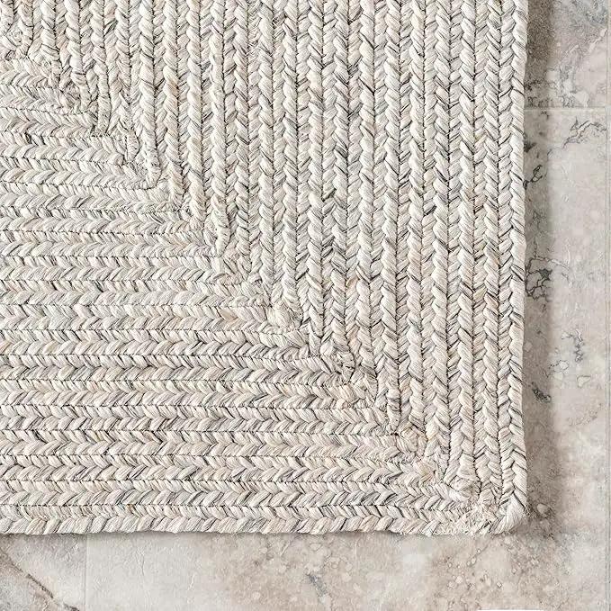 nuLOOM 6' x 9' Solid Hand Braided Indoor/Outdoor Area Rug, Pet-Friendly, High Traffic, Weather Resistant, for Patio, Balcony, Bedroom, Living Room, Dining Room, Wynn Ivory by GreenHaven Gardens