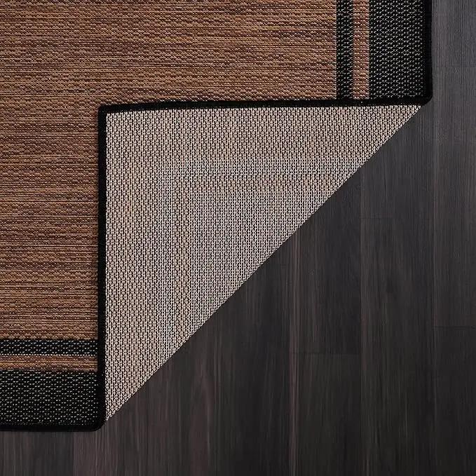 CAMILSON Indoor Outdoor Rug, 9x12 Bordered Nut Brown Black Modern Area Rugs for Indoor and Outdoor Patios, Kitchen and Hallway Mats, Washable Porch Deck Outside Carpet (Border Nut Brown Black, 9 x 12) by GreenHaven Gardens