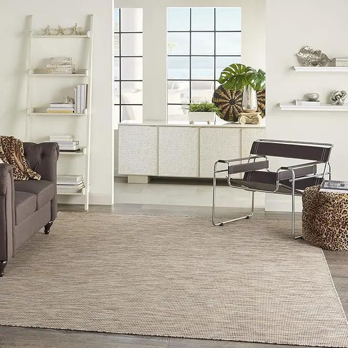 Nourison Positano Indoor-Outdoor Beige 4' x 6' Area Rug, Easy Cleaning, Non Shedding, Bed Room, Living Room, Dining Room, Backyard, Deck, Patio (4x6) by GreenHaven Gardens