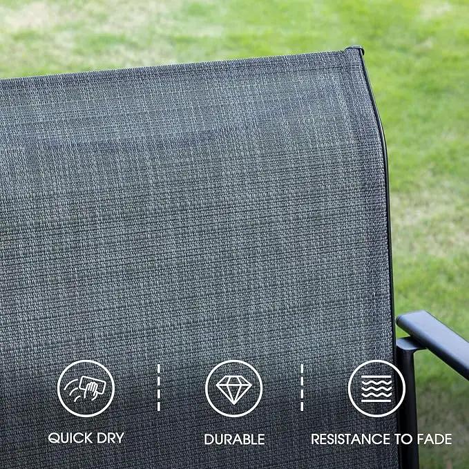VICLLAX 11 Pieces Patio Dining Set for 10, Outdoor Furniture Set Includes 60" Round Outdoor Table and 10 Lawn Stackable Chairs, Black Tabletop and Grey Fabric by GreenHaven Gardens