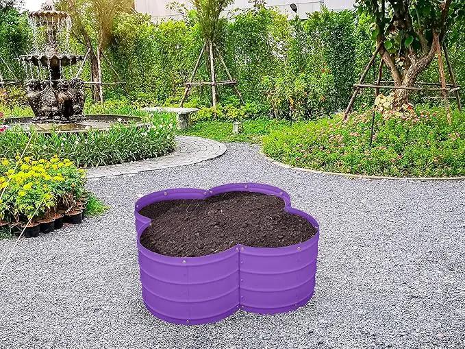 Galvanized Raised Garden Beds Outdoor // 3×3×1 ft Planter Raised Beds for Gardening, Vegetables, Flowers // Large Metal Garden Box (Purple) // Patented Tool-Free Design by GreenHaven Gardens