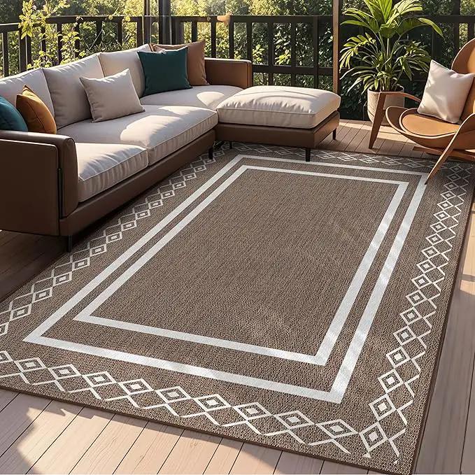 Outdoor Patio Rug, Outside Rectangular Carpet, Moroccan Geometric Rugs, Washable Large Indoor Outdoor Rug Mats for RV, Picnic, Backyard, Deck, Balcony, Porch, Beach 5'x8' by GreenHaven Gardens