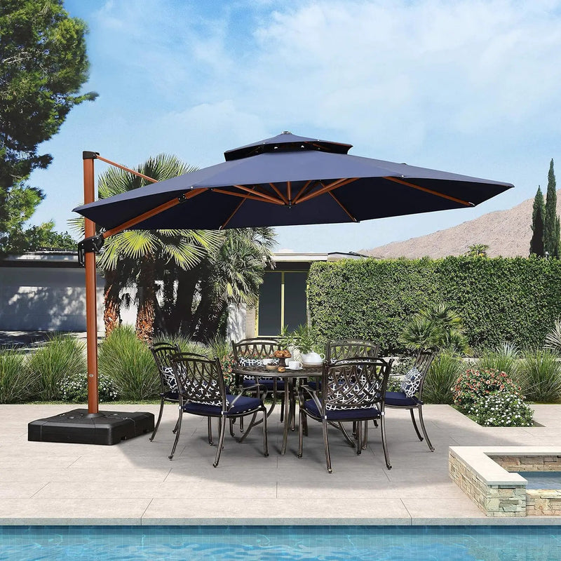 PURPLE LEAF 13ft Patio Umbrella Outdoor Round Umbrellas Large Cantilever Umbrella Windproof Offset Umbrellas Heavy Duty Sun Umbrella for Garden Deck Pool Patio, Navy Blue by GreenHaven Gardens
