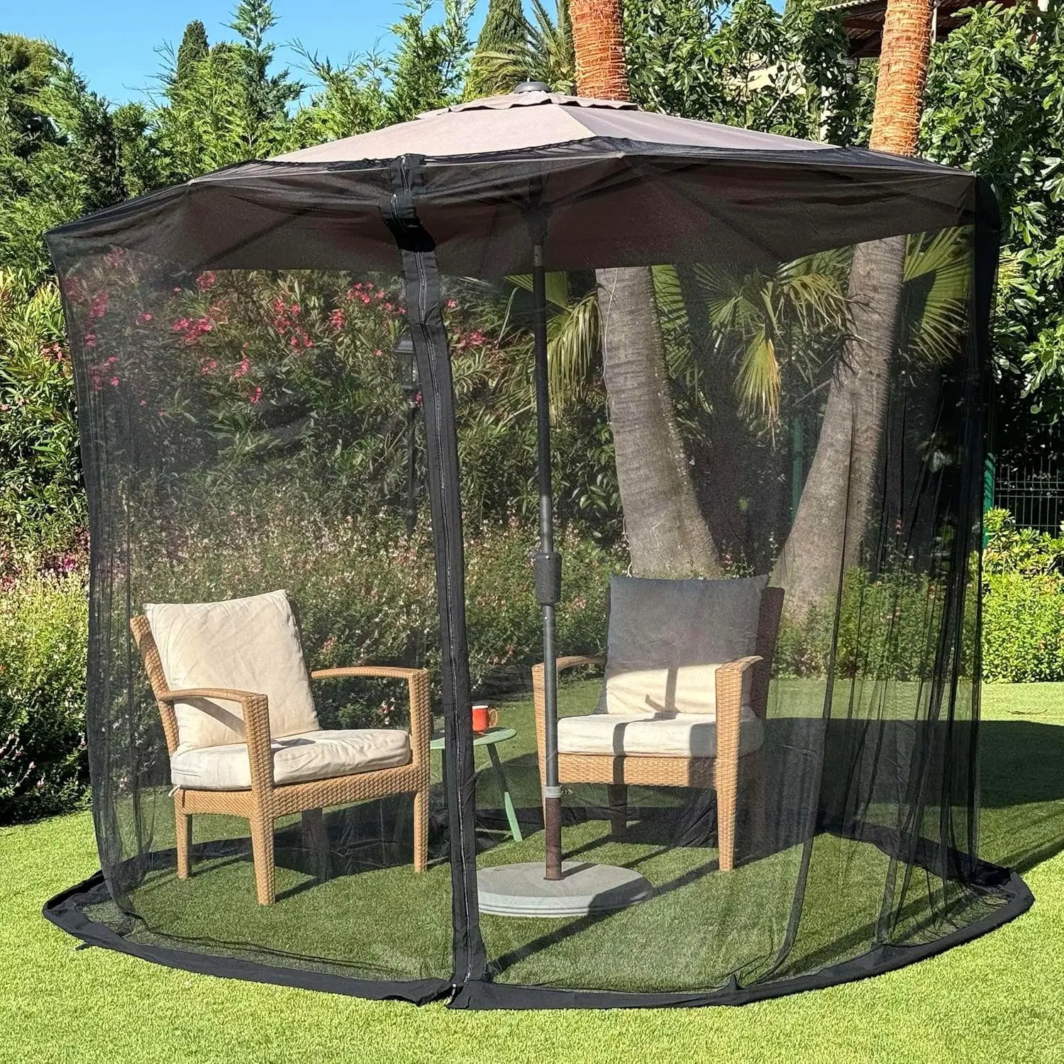 Mosquito Net for Umbrella 9.2 FT | Large Sizes & Fabric Designed for Outdoors | Insect House Screen Netting for Patio, Porch & Garden Terrace | Outside Canopy Bug & Fly Protection Enclosure by GreenHaven Gardens