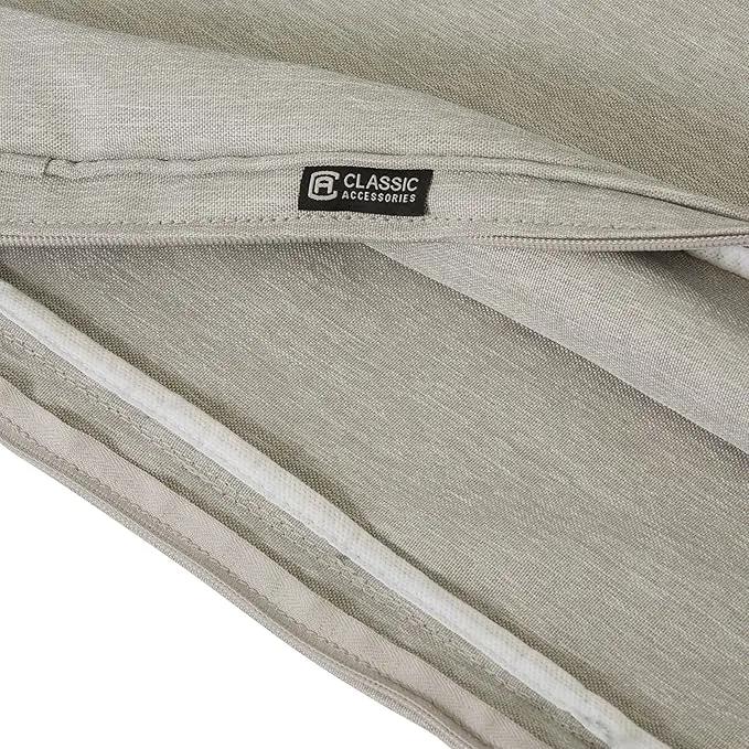 Classic Accessories Montlake Water-Resistant 21 x 20 x 4 Inch Patio Lounge Back Cushion, Heather Grey, Outdoor Loveseat Cushions by GreenHaven Gardens