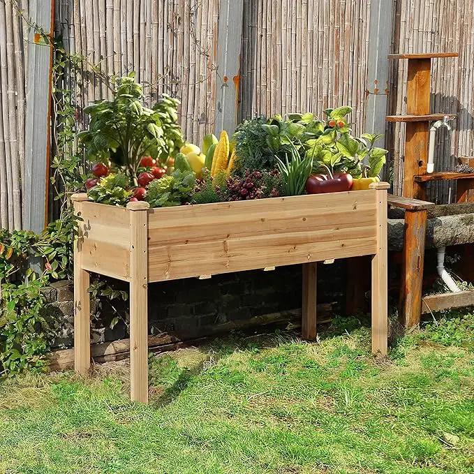 MUPATER 4x2FT Raised Garden Bed,Raised Garden Bed with Four Legs, Elevated Planter Box with Drainage Holes for Herbs and Vegetables, Outdoor and Indoor, Natural Wood by GreenHaven Gardens