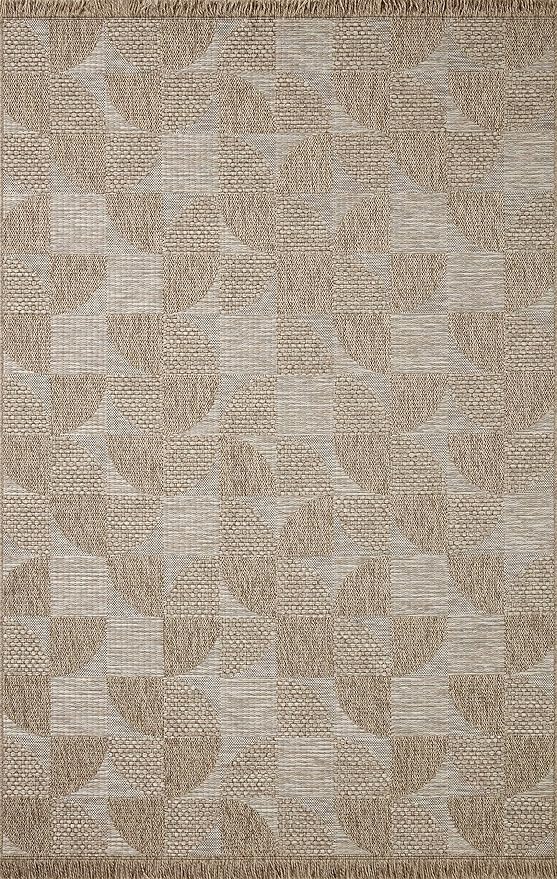 Loloi Dawn Collection Indoor/Outdoor DAW-08 Beige 7'-8" x 10' Area Rug by GreenHaven Gardens