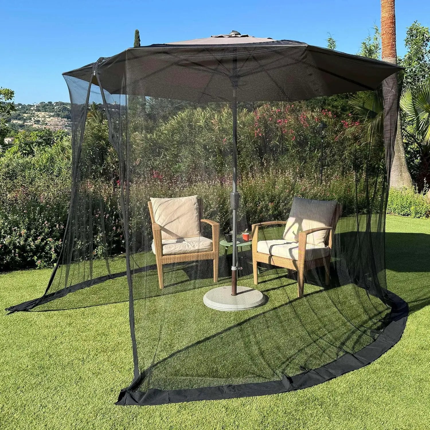 Mosquito Net for Umbrella 9.2 FT | Large Sizes & Fabric Designed for Outdoors | Insect House Screen Netting for Patio, Porch & Garden Terrace | Outside Canopy Bug & Fly Protection Enclosure by GreenHaven Gardens