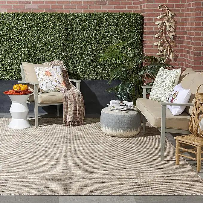Nourison Positano Indoor-Outdoor Beige 8' x 10' Area Rug, Easy Cleaning, Non Shedding, Bed Room, Living Room, Dining Room, Backyard, Deck, Patio (8x10) by GreenHaven Gardens