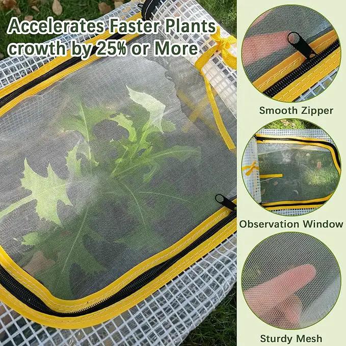 47.2" *14.6" *13.4" Foldable Garden Row Accelerator Plants Cover for Raised Garden Bed, Mini Greenhouse Cover with Two Air Hole and Breathable Mesh, Frost Cover for Plant Vegetable Seedling Protector by GreenHaven Gardens
