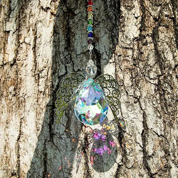 H&D HYALINE & DORA Metal Angel Wing Pendant with Rainbow Crystal Prisms Suncatcher Window Home Christmas Hanging Decor,Set 3pcs by GreenHaven Gardens