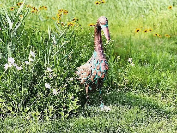 Garden Outdoor Statue Metal Duck Art Sculpture for Lawn, Farm and Patio - 25 Inches by GreenHaven Gardens
