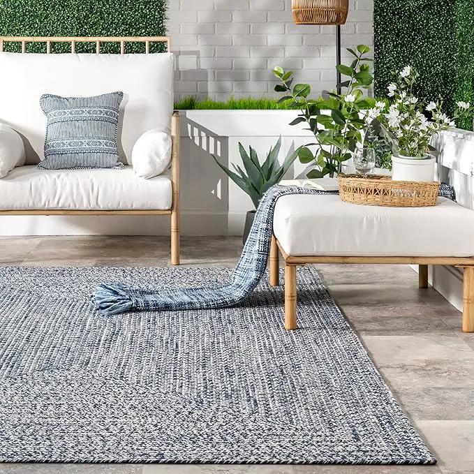 nuLOOM Oval 3' x 5' Solid Hand Braided Indoor/Outdoor Area Rug, Pet-Friendly, High Traffic, Weather Resistant, for Patio, Balcony, Bedroom, Living, Dining Room, Wynn Navy by GreenHaven Gardens