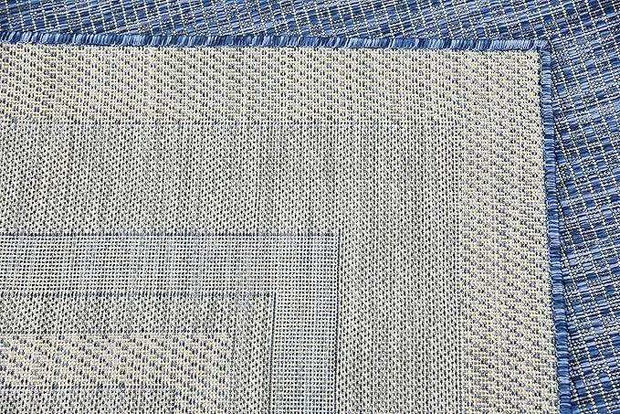 Unique Loom Outdoor Border Collection Area Rug - Soft Border (8' x 11' 4" Rectangle, Blue/ Ivory) by GreenHaven Gardens