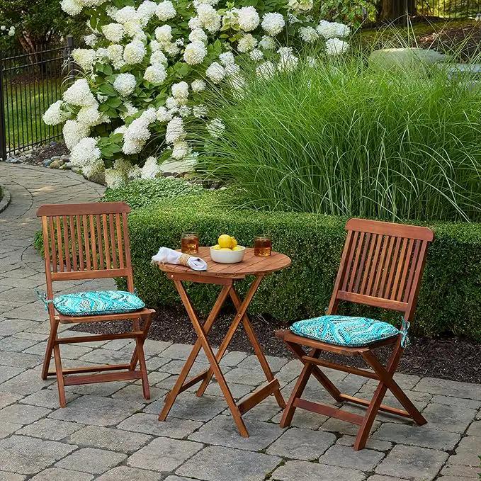Arden Indoor/Outdoor Foam Seat Pad, 2 Pack, 17 x 16, Patio Cushion, Water Repellent, Fade Resistant, Foam Cushion Teal Ariel by GreenHaven Gardens