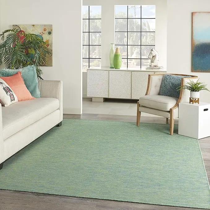 Nourison Positano Indoor/Outdoor Blue/Green 8' x Round Area Rug, Easy Cleaning, Non Shedding, Bed Room, Living Room, Dining Room, Backyard, Deck, Patio (8 Round) by GreenHaven Gardens