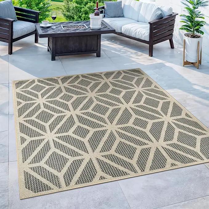 Rugshop Contemporary Geometric Indoor/Outdoor Square Rug 6' 6" Blue by GreenHaven Gardens