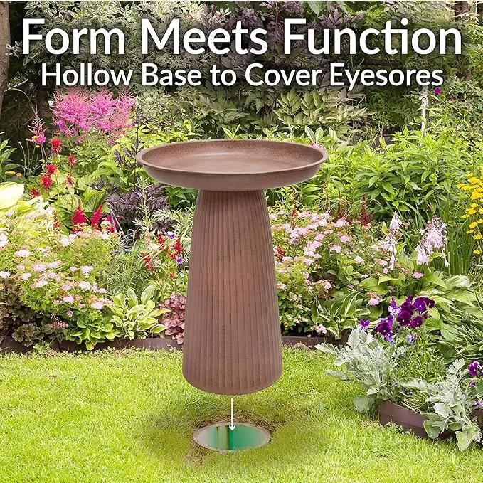 Sunnydaze Gleeful Garden Metal Bird Bath for Outdoors - Large Decorative Iron Birdbath - 23-Inch - Matte Canyon Clay by GreenHaven Gardens
