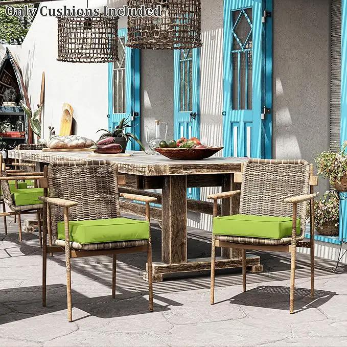 Patio Chair Cushions 18.5 X 16 X 4 Inch Waterproof Outdoor Seat Cushions for Patio Furniture, Outdoor Sofa Couch Pads with Ties & Handle, Set of 2, Grass Green by GreenHaven Gardens