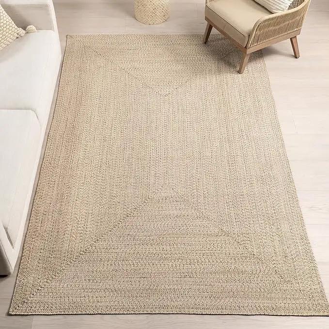 nuLOOM 2' x 3' Solid Hand Braided Indoor/Outdoor Area Rug, Pet-Friendly, High Traffic, Weather Resistant, for Patio, Balcony, Bedroom, Living Room, Dining Room, Wynn Tan by GreenHaven Gardens