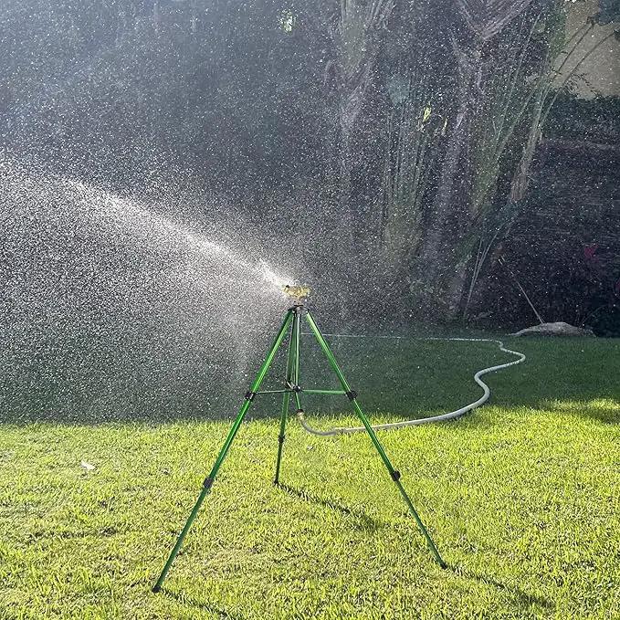 Biswing Impact Sprinkler Head on Tripod Base, Extends Up to 50 Inch Heavy Duty Lawn Sprinkler, 360 Degree Large Area Irrigation, Adjustable Coverage Brass Nozzle Alloy Metal Tower Sprinkler, 1 Pack by GreenHaven Gardens