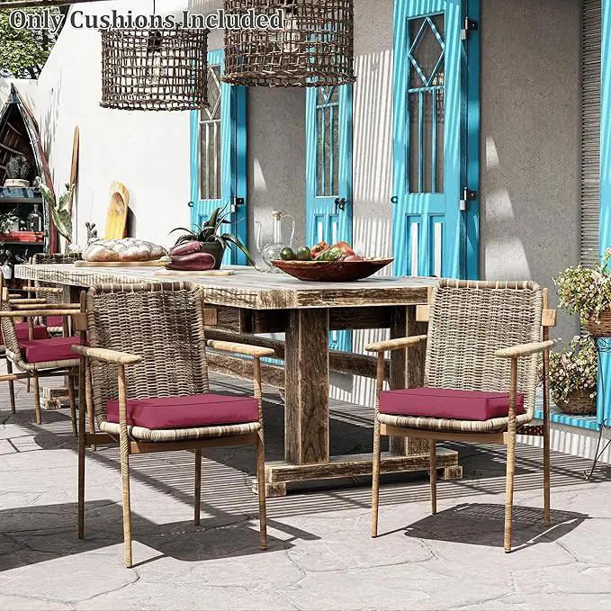 Patio Chair Cushions 17 X 16 X 3 Inch Waterproof Outdoor Seat Cushions for Patio Furniture, Outdoor Sofa Couch Pads with Ties & Handle, Set of 2, Fuchsiared by GreenHaven Gardens