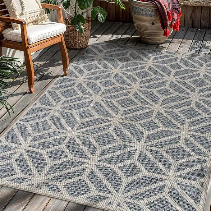 Rugshop Contemporary Geometric Indoor/Outdoor Area Rug 4' X 6' Blue by GreenHaven Gardens
