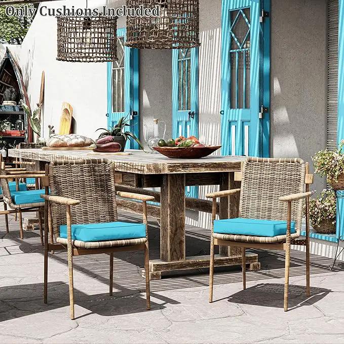 Patio Chair Cushions 17 X 16 X 3 Inch Waterproof Outdoor Seat Cushions for Patio Furniture, Outdoor Sofa Couch Pads with Ties & Handle, Set of 2, Lake Blue by GreenHaven Gardens